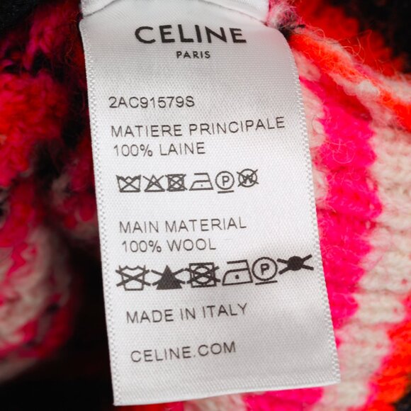 Celine Pink Striped Jacquard-Knit Wool Ski Cardigan - Picture 12 of 13